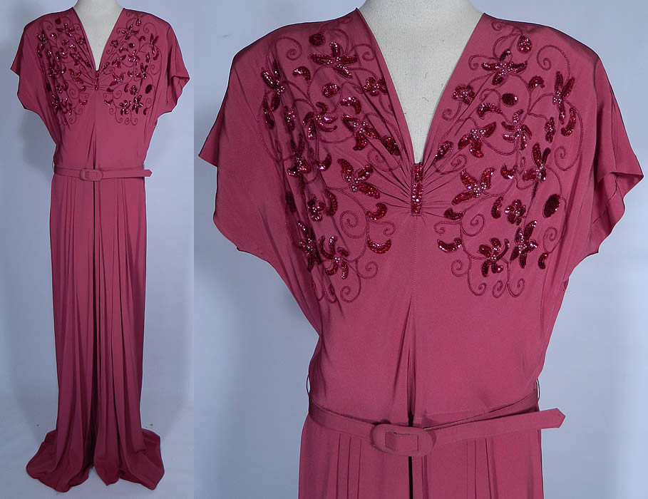 raspberry evening gown