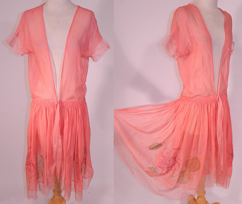 coral silk chiffon fabric