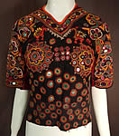Vintage Indian Gujarati Kutch Work Embroidered Mirror Choli Boho Blouse Top
