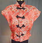 Vintage Original Ina Mae of Hollywood Chinese Red Silk Brocade Blouse Top

