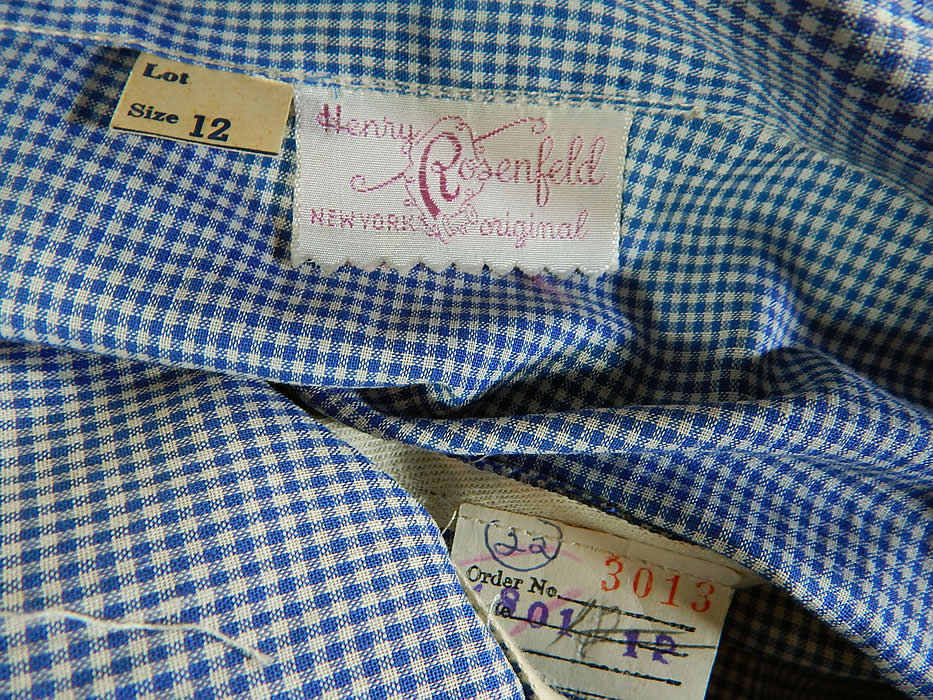 Vintage Henry Rosenfeld Blue White Cotton Check Gingham Belted Circle Skirt Dress NWT
The dress measures 46 inches long, with a 36 inch bust and 26 inch waist. It is in good condition and has never been worn, but has not been laundered with some yellowing discoloration, age spotting from storage. This is truly a wonderful piece of wearable art! 