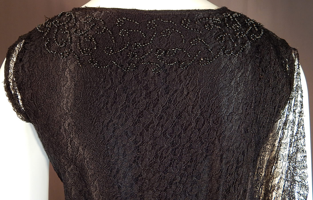 Vintage Black Silk Cobweb Lace Beaded Bias Cut Asymmetrical Evening Gown Goth Dress
This is truly a wonderful piece of wearable Gothic lace textile art! 