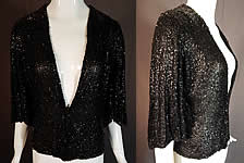 Vintage Art Deco Fully Black Beaded Flapper Evening Coat Crop Bolero Jacket 

