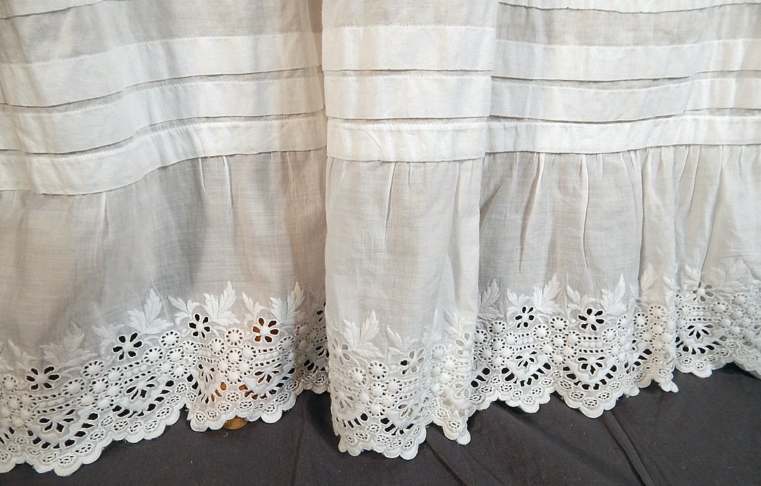 Victorian Broderie Anglaise Eyelet Cotton Batiste Baptism Christening Gown Dress
