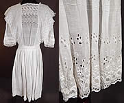 Vintage Edwardian White Cotton Broderie Anglaise Eyelet Embroidery Girls Dress

