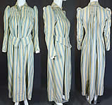 Victorian Striped Print Flannel Wool Watteau Wrapper Workwear Morning Dress
