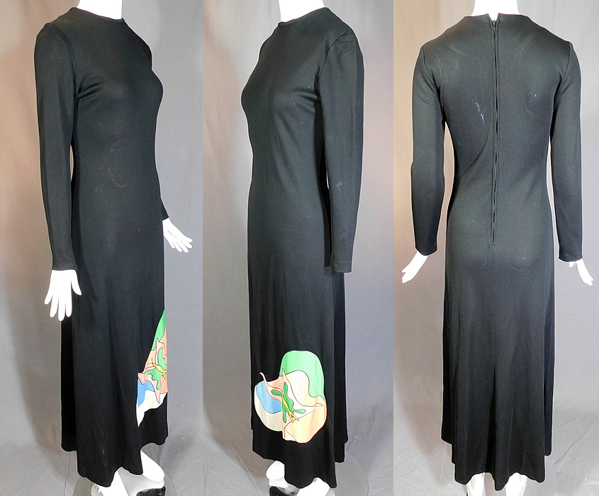 Vintage Mr. Boots Limited Editions Black Knit Neon Butterfly Mod Maxi Dress
This marvelous mod maxi dress is a long floor length, with a fitted sheath style, long sleeves, back zipper closure and is sheer, unlined. 