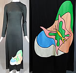 Vintage Mr. Boots Limited Editions Black Knit Neon Butterfly Mod Maxi Dress

