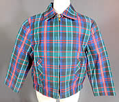 Vintage 1950s Childs Cotton Plaid Tartan Boys Retro Rockabilly Ricky Jacket
