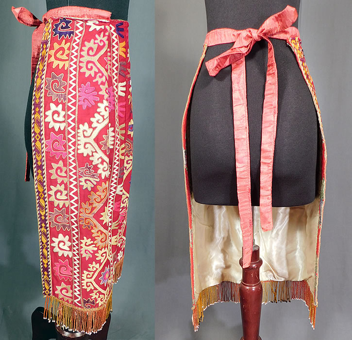 Vintage Antique Uzbekistan Suzani Embroidered Tribal Textile Half Apron Skirt
It is in good condition. This is truly a wonderful piece of antique Uzbekistan wearable tribal art! 