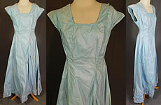 Vintage Edwardian Cornflower Blue Starched Crisp Cotton Full Slip Dress
