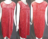 Vintage Art Deco Pink Velvet Black Beaded Flapper Sleeveless Shift Dress
