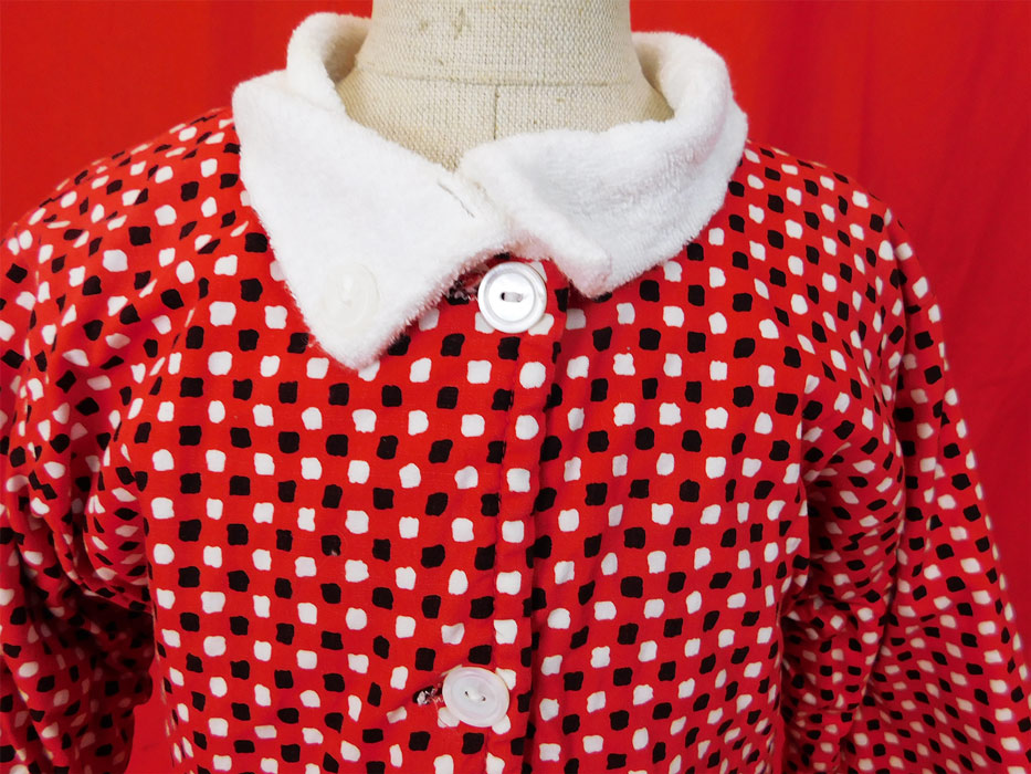 Vintage Scotties Cromwell Mills Childs Cotton Polka Dot Terrycloth Robe Jacket
