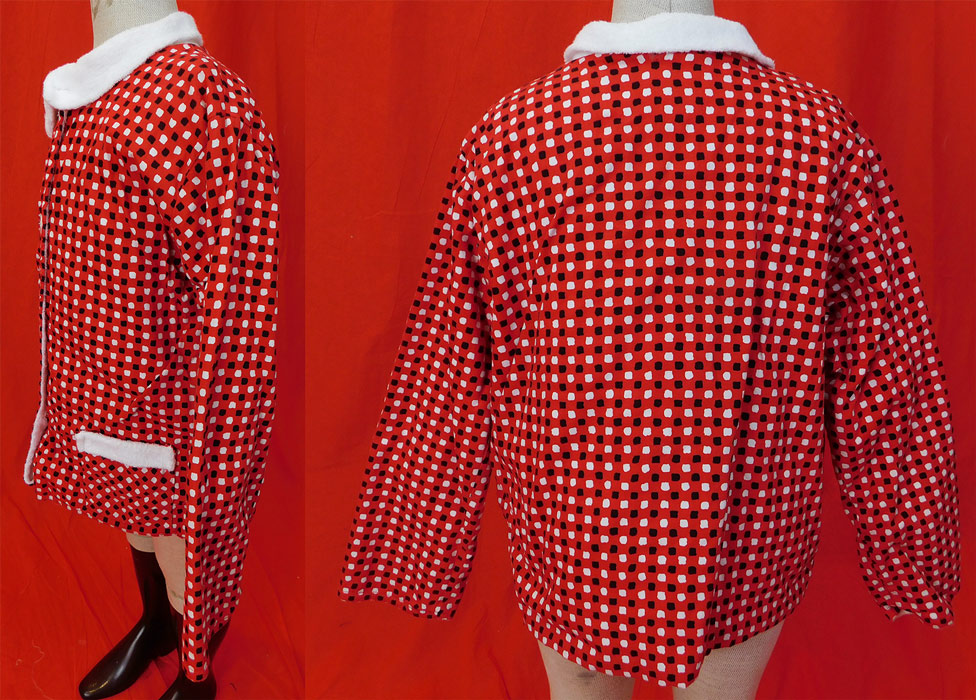 Vintage Scotties Cromwell Mills Childs Cotton Polka Dot Terrycloth Robe Jacket
This is truly a wonderful piece of retro rockabilly children's wearable art! 