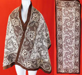 Vintage French Knot Embroidery Point de Venise Buratto Needle Lace Shawl Stole
