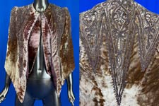 Victorian Gold Velvet Embroidered Soutache Passementerie Trim Dolman Mantle Cape
