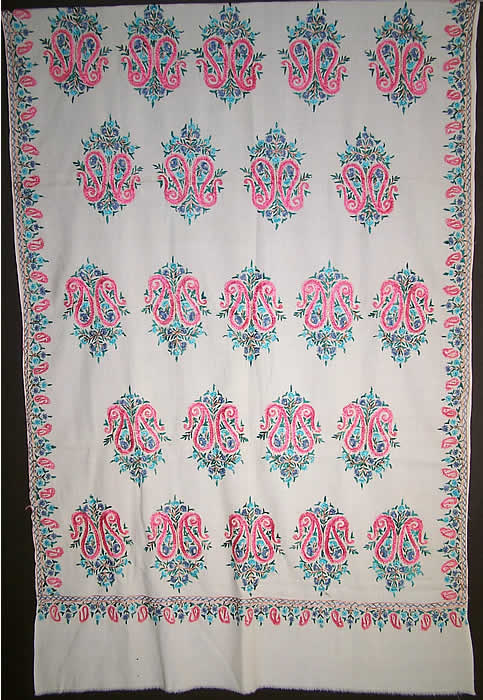 Embroidered Paisley Pashmina Cashmere Shawl 