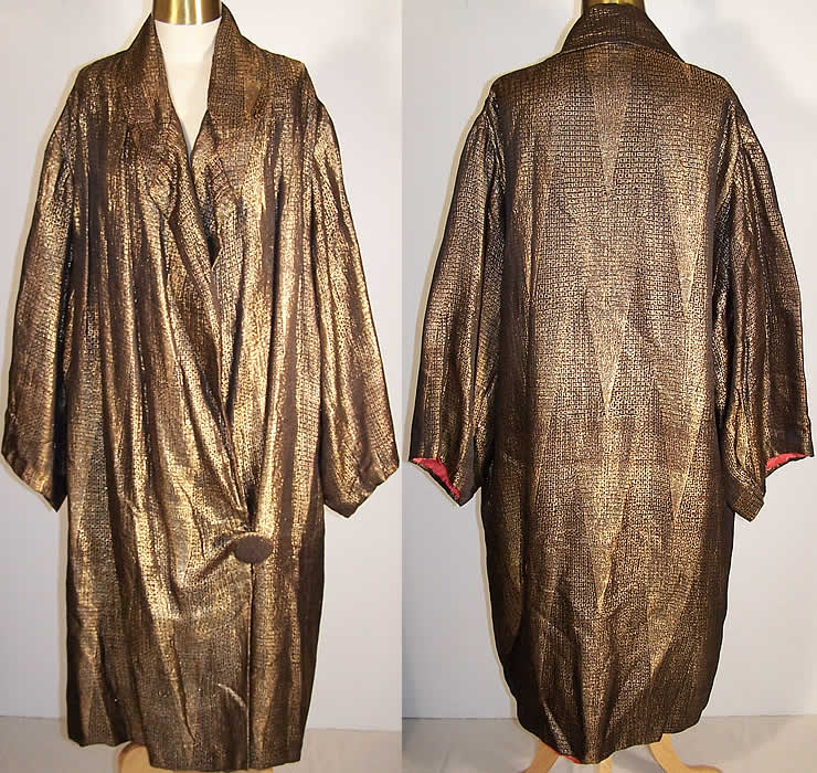  Art Deco Geometric Gold Lam&eacute; Opera Coat Front view.
