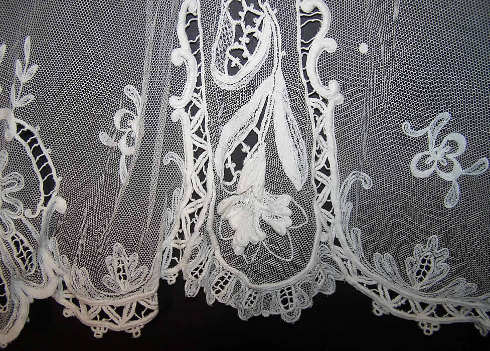 White Tambour Embroidery Net Lace Strapless Dress