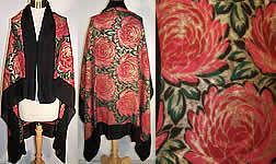Art Deco Floral Gold Lam&eacute; Black Silk Chiffon Shawl