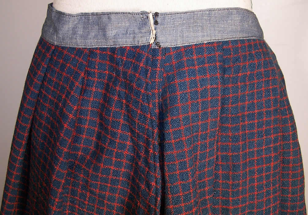 Victorian Blue Red Plaid Wool Winter Petticoat Skirt