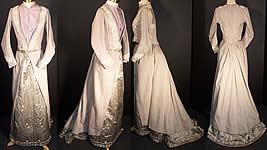 Victorian Mauve Taupe Wool Lace Appliqu&eacute; Traveling Outfit