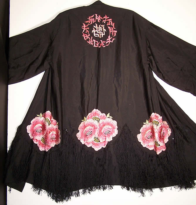Silk Embroidered Piano Shawl Kimono Robe Coat