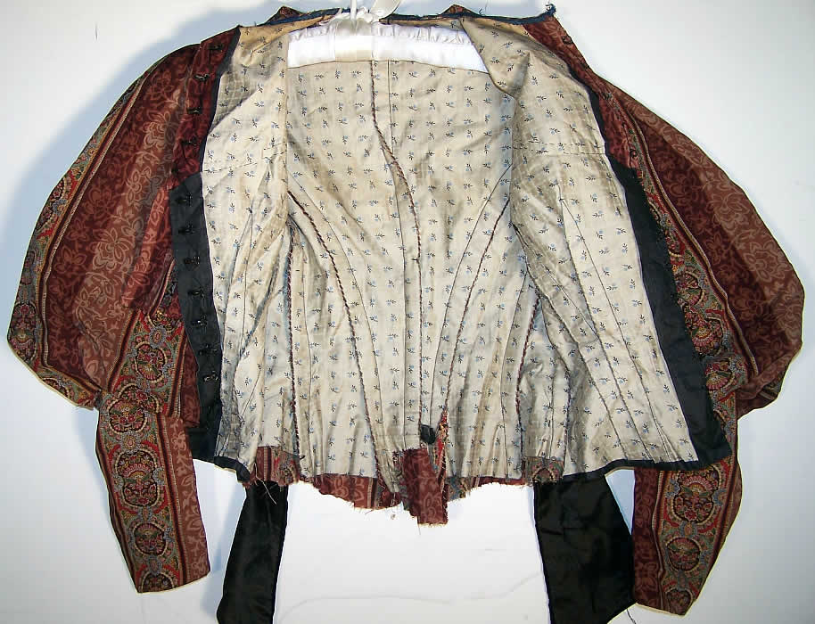 Victorian Paisley Wool Bodice & Skirt Fabric Panel Close up.
