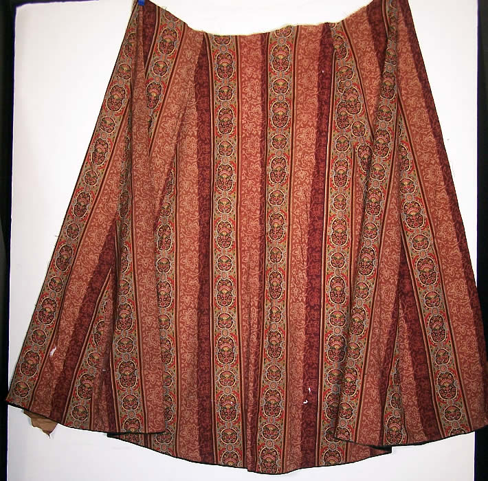 Victorian Paisley Wool Bodice & Skirt Fabric Panel Close up.