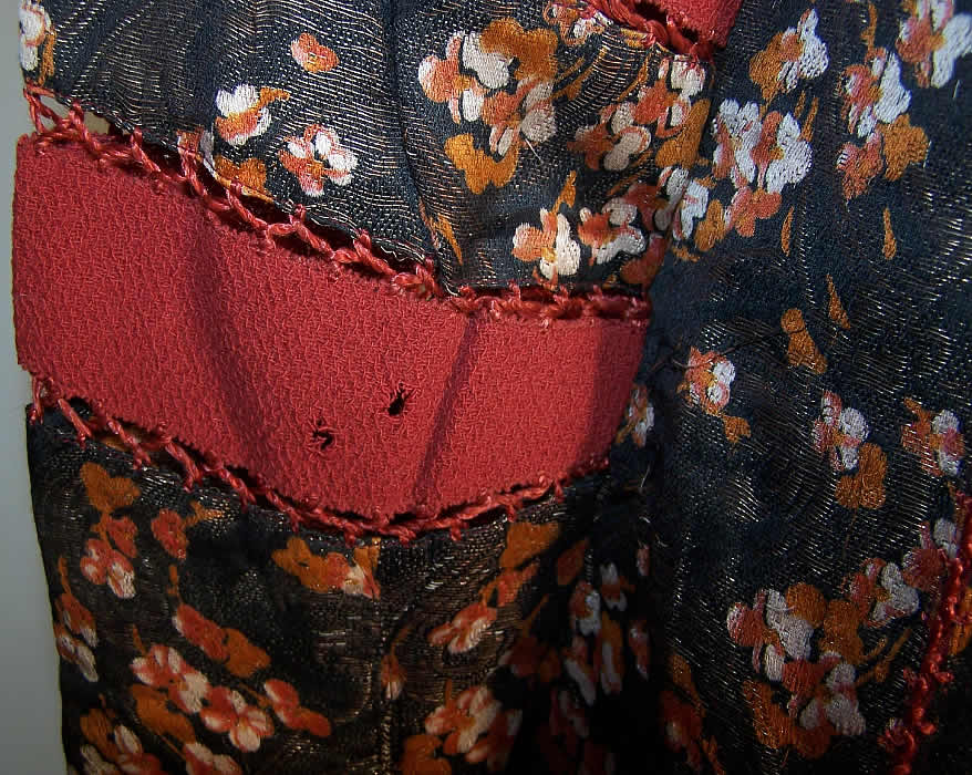 Art Deco Gold Lam&eacute; Cinnabar Slip Dress & Tunic Top Close up.