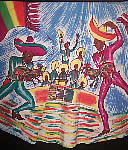 Hand Painted Mexican Cock Fighting Circle Skirt