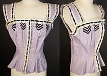 Victorian Lilac Coutil Ribbon Lace Corset Cover Bodice