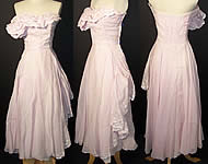 Lilac Organdy Embroidered Ruffle Strapless Dress