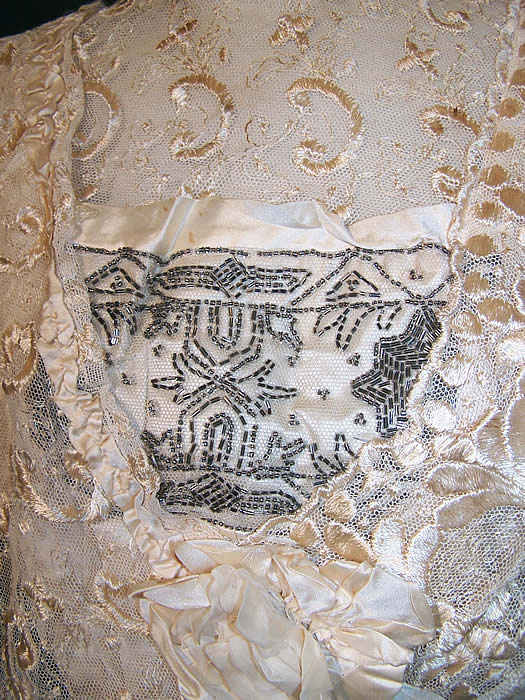 Titanic Silk Lace Beaded Wedding Gown Dress Close up.