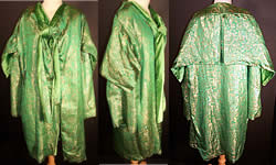 Art Deco Emerald Green Silk Velvet Gold Lam&eacute; Shawl Coat