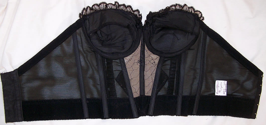 Secret Fulfillment Lilyette Black Lace Camisole Bustier Bra  Close up.