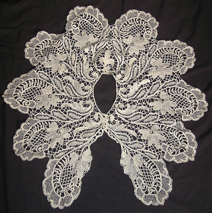 Victorian White Beds Maltese Bobbin Lace Collar Capelet 
