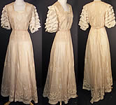 Edwardian Embroidered Net Lace Wedding Gown Dress 