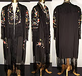 Antique Floral Silk Embroidered Piano Shawl Robe Coat 