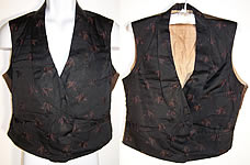 Victorian Mourning Wheat Brocade Double Breasted Waistcoat Vest 