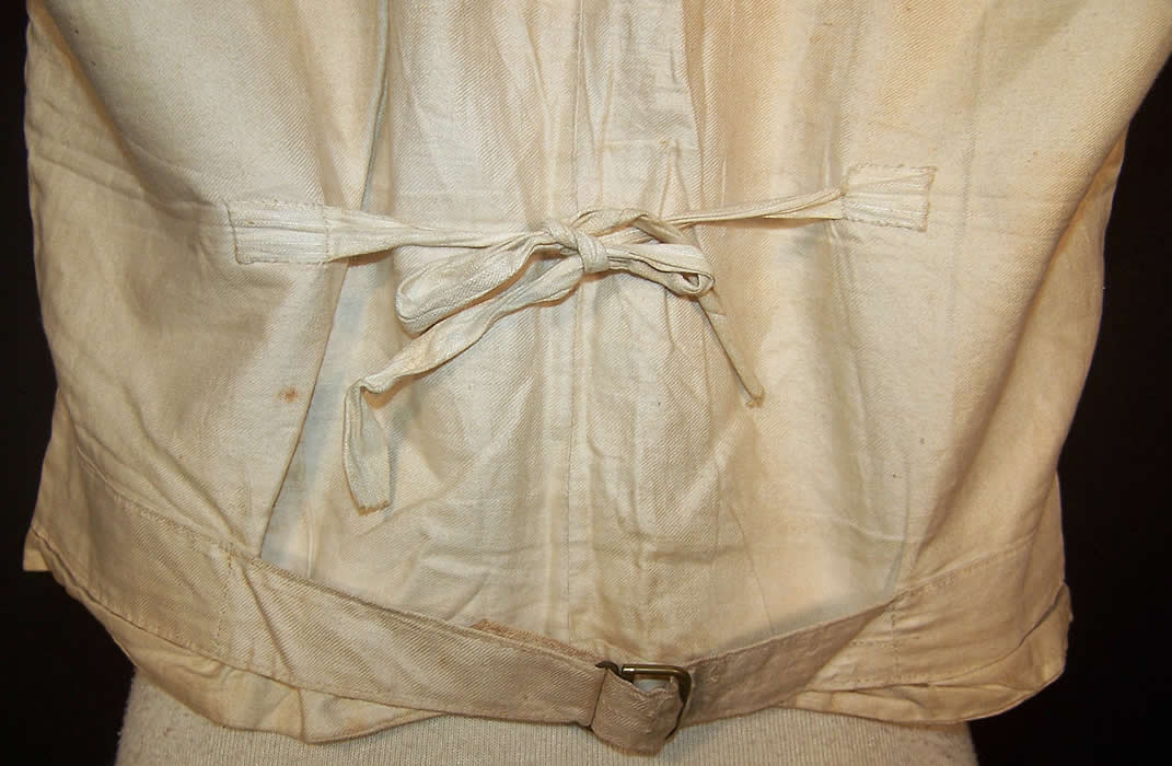 Victorian Gentlemen's Silver Brocade Waistcoat Vest Back Close up.