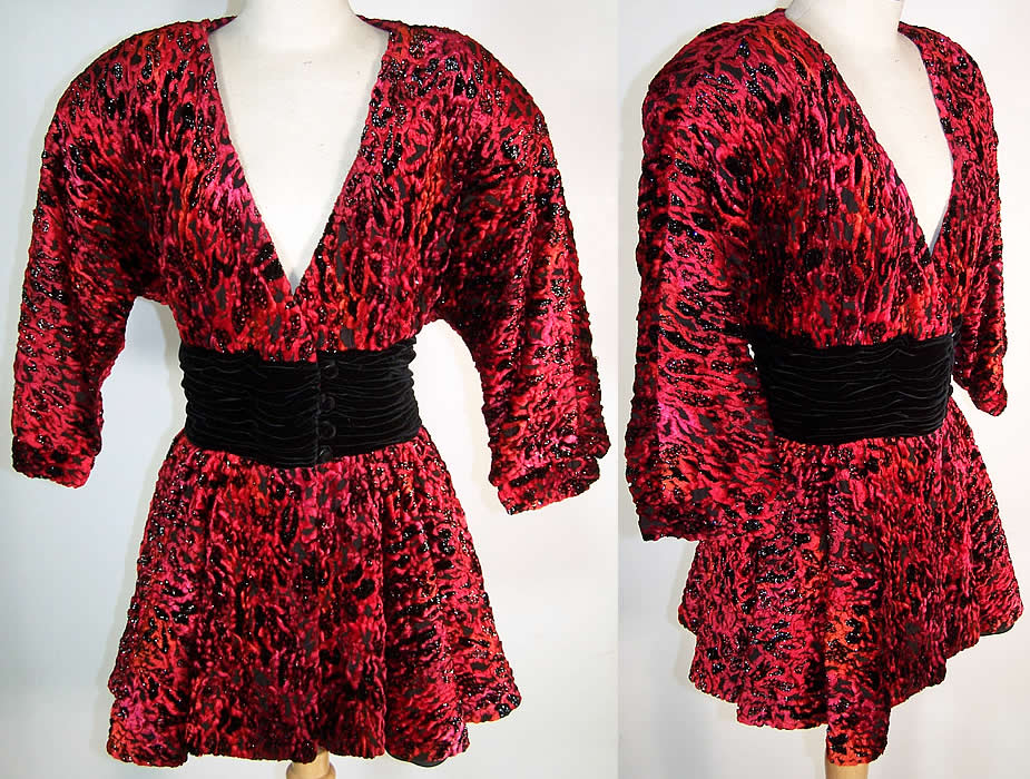 Kelli Murphey Red Chenille Peplum Skirt Jacket   Front view.