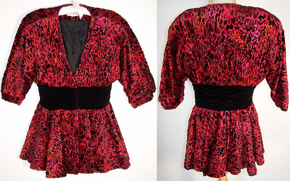 Kelli Murphey Red Chenille Peplum Skirt Jacket  Back View.