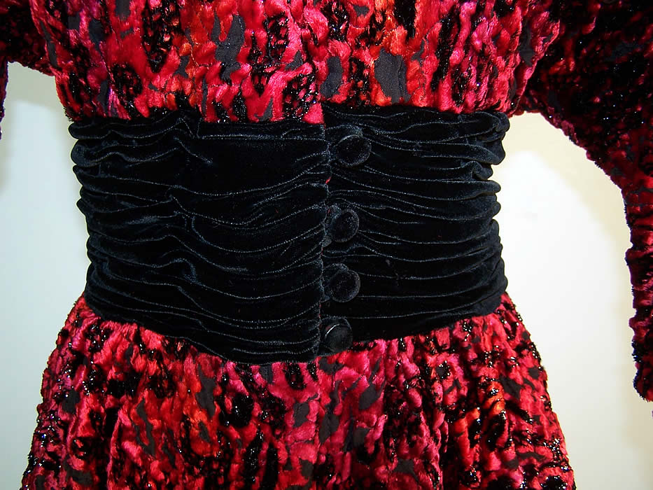 Kelli Murphey Red Chenille Peplum Skirt Jacket  close-up view.