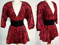 Kelli Murphey Red Chenille Peplum Skirt Jacket 
