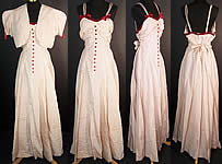 Vintage Red & White Polka Dot Dress Gown Bolero Jacket