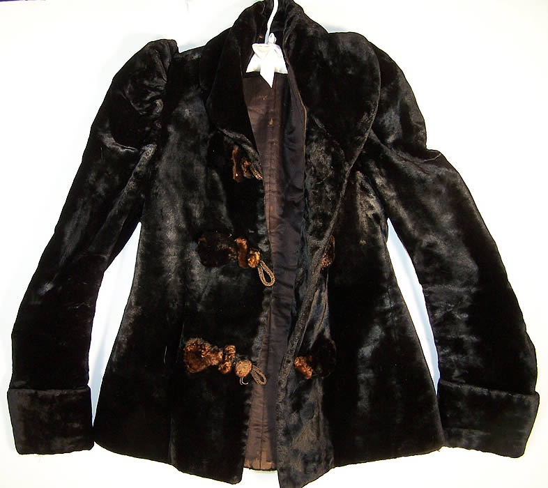 Victorian Plush Velvet Beaver Fur Winter Coat Jacket 
