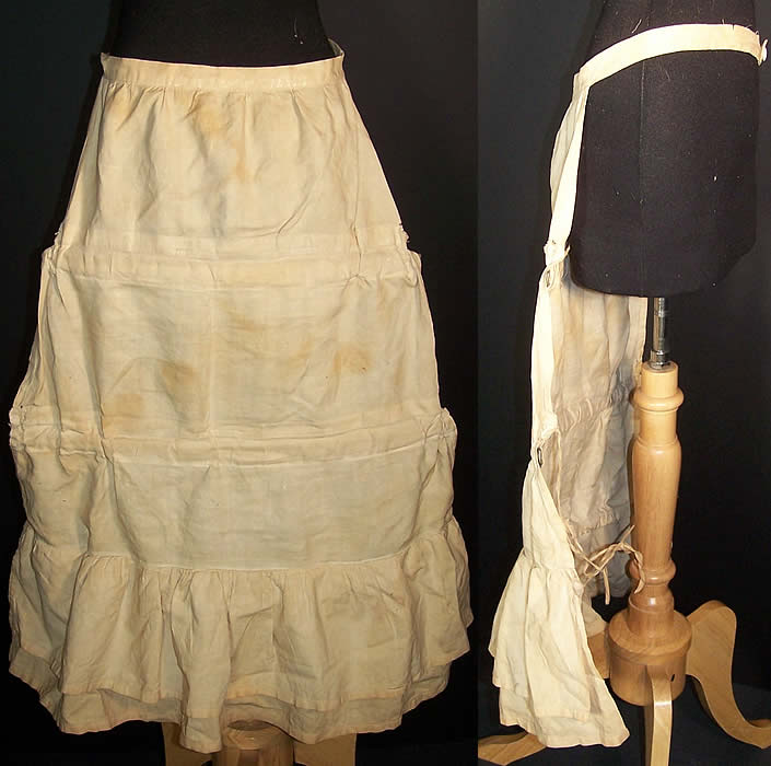 Victorian Bustle Ruffle Crinoline Cage Petticoat Support  Front view.