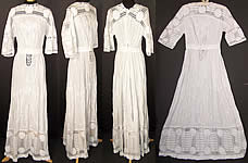 Edwardian White Linen Embroidered Eyelet Lace Dress