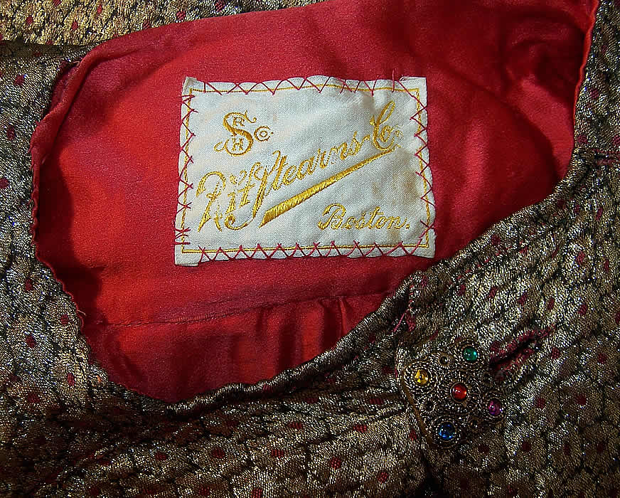 Art Deco Gold Lam&eacute; Red Dot Evening Coat Jacket Close up.